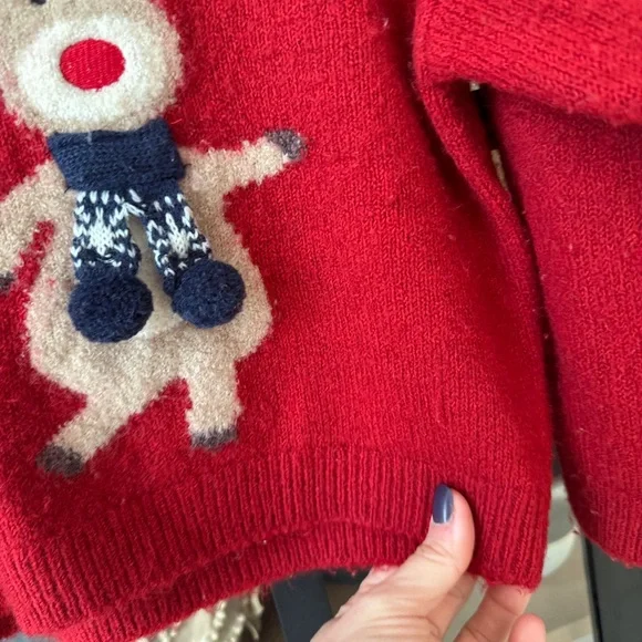 Zara Kids reindeer wool sweater crewneck 3D intarsia toddler girl boy Christmas - Picture 7 of 8
